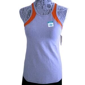 Trina Turk Heathered Mesh Tank Gray Orange Moisture Wicking Size M New